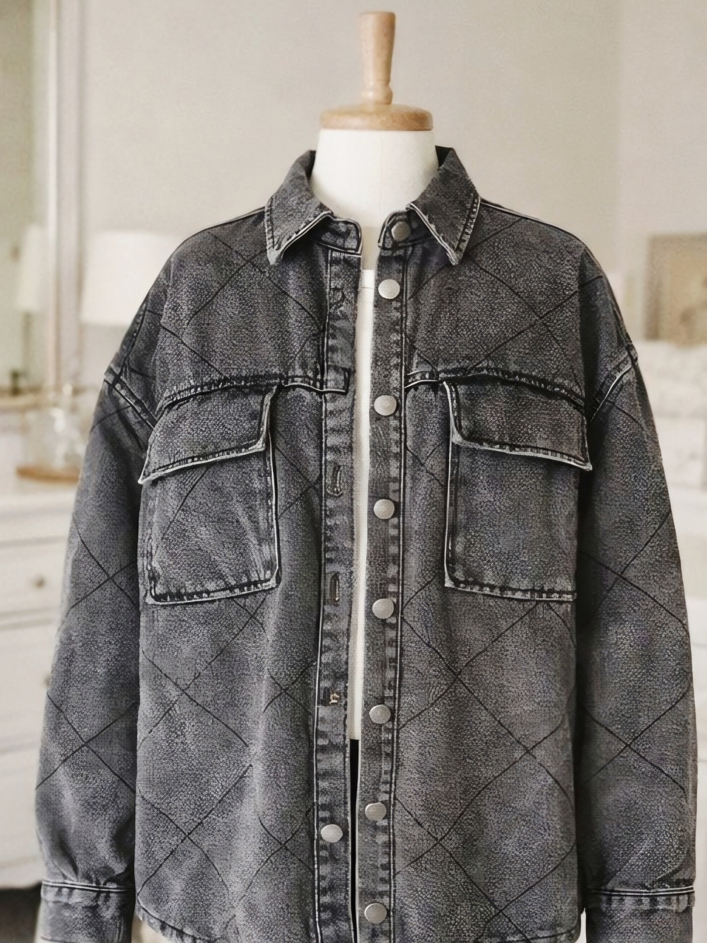 Dokotoo Denim Jacket for Women Oversized  Button Down Shacket with Pockets